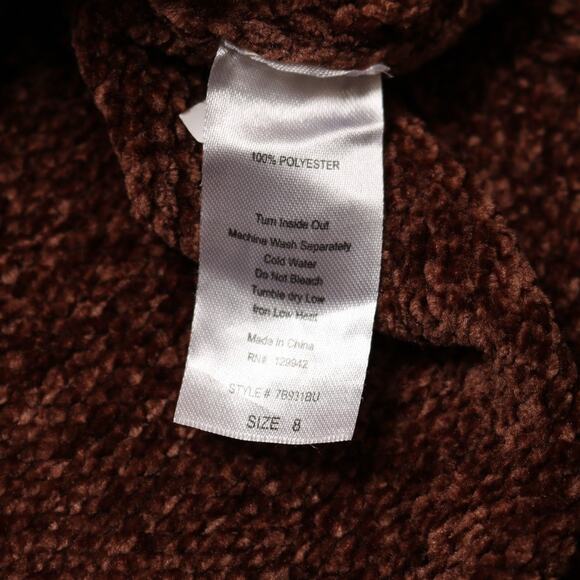 4/$20 - Btween Girls Brown Chenille Comfy Sequin Butterfly Sweater Size 8 - Picture 6 of 7